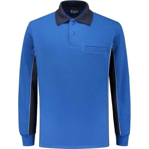 Workman Polosweater Bi-Colour - 2404 royal blue / navy - Maat S Workman Polosweater Bi-Colour - 2404 royal blue / navy - Maat S