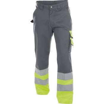 Dassy Omaha Hoge zichtbaarheidsbroek 200620 (300 g/m2) - binnenbeenlengte Standaard (81-86 cm) - Cementgrijs/Fluogeel - 62