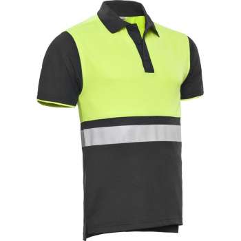 Santino Hivis poloshirt Hamburg - graphite / fluor geel - maat XXL