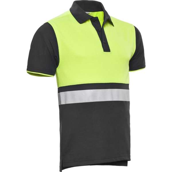 Santino Hivis poloshirt Hamburg - graphite / fluor geel - maat XXL Santino Hivis poloshirt Hamburg - graphite / fluor geel - maat XXL