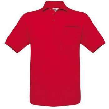 Polo B&C Safran Pocket Kleur Red Maat XL (onbedrukt - 2 stuks)
