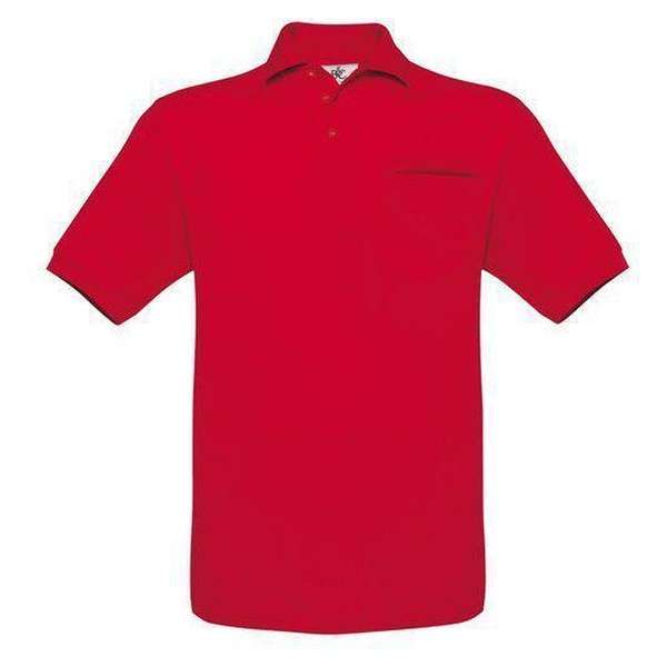 Polo B&C Safran Pocket Kleur Red Maat XL (onbedrukt - 2 stuks) Polo B&C Safran Pocket Kleur Red Maat XL (onbedrukt - 2 stuks)