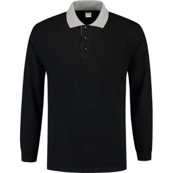 Tricorp Polosweater contrast - Casual - 301006 - Zwart-Grijs - maat 5XL