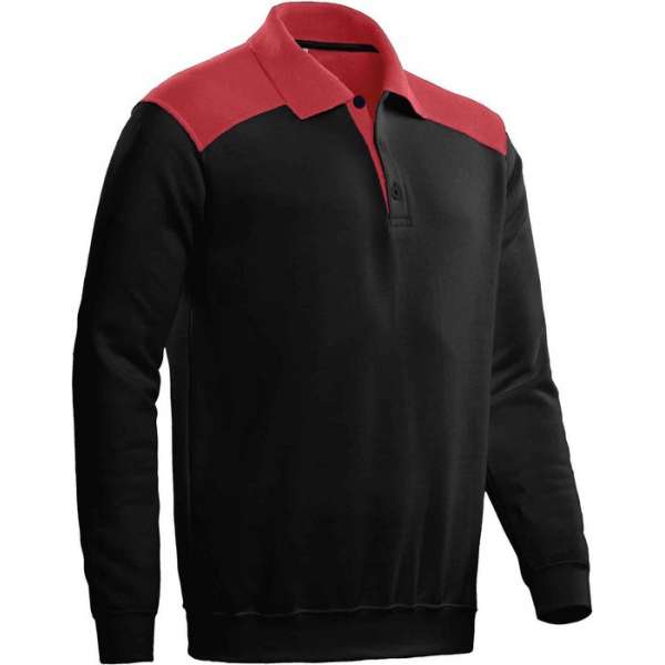 Santino Tesla 2color Polo-sweater (280g/m2) - Zwart | Rood - XXL