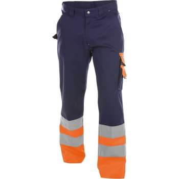 Dassy Omaha Hoge zichtbaarheidsbroek 200620 (300 g/m2) - binnenbeenlengte Standaard (81-86 cm) - Marineblauw/Fluo-Oranje - 50