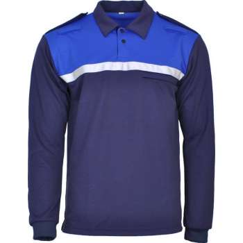 Toezicht Poloshirt met lange mouw – Blauw maat 4XL
