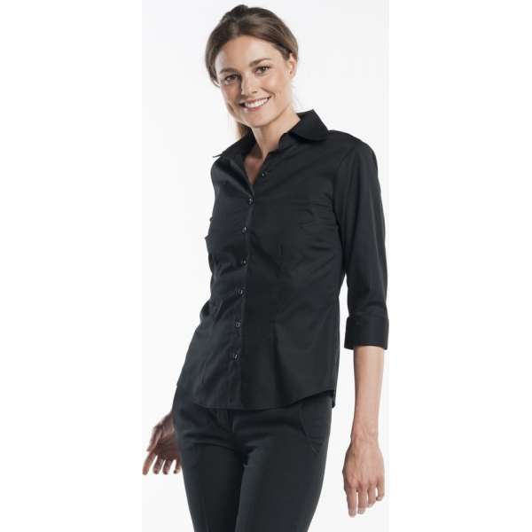 Chaud Devant Dames Zwart Stretch 3/4 Sleeve Blouse M Chaud Devant Dames Zwart Stretch 3/4 Sleeve Blouse M