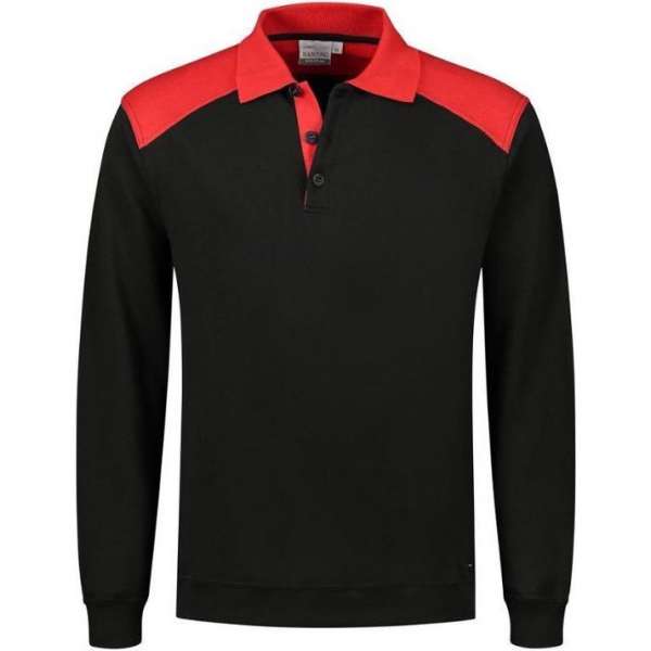 Santino Tesla 2color Polo-sweater (280g/m2) - Zwart | Rood - 5XL Santino Tesla 2color Polo-sweater (280g/m2) - Zwart | Rood - 5XL