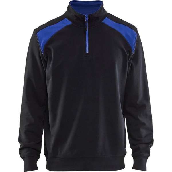 Blåkläder 3353-1158 Sweater halve rits Zwart/Korenlblauw maat XS
