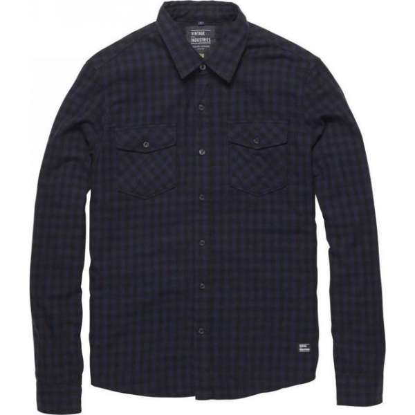 Vintage Industries Harley Shirt Blue Check Heren Vintage Industries Harley Shirt Blue Check Heren
