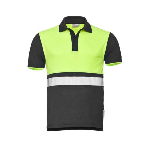 Santino Hivis poloshirt Hamburg - graphite / fluor geel - maat 4XL Santino Hivis poloshirt Hamburg - graphite / fluor geel - maat 4XL