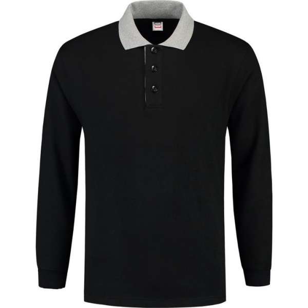 Tricorp Polosweater contrast - Casual - 301006 - Zwart-Grijs - maat XS