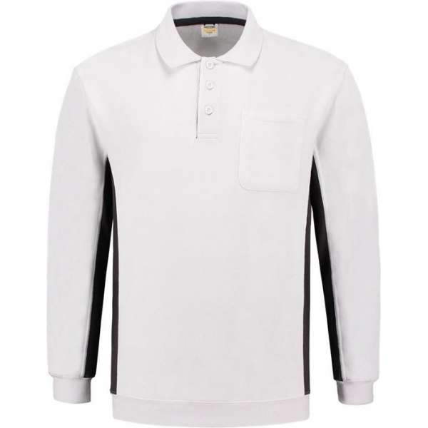 Tricorp Polo Sweater Bicolor Borstzak 302001 Wit / Donkergrijs - Maat 5XL
