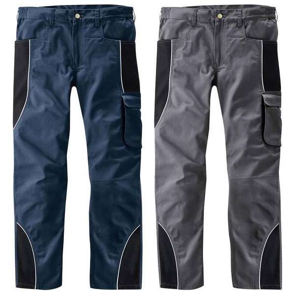 Tailleband broek met reflecterende biezen, kleur marine/zwart, maat 52