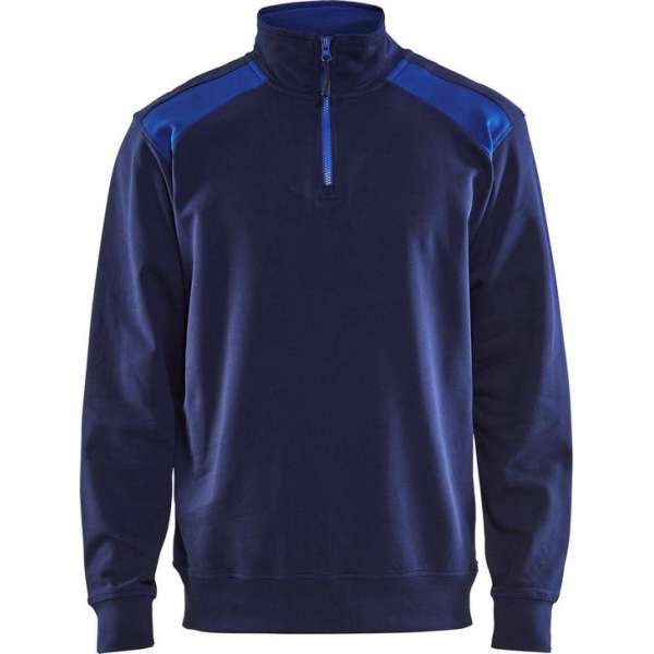 Blåkläder 3353-1158 Sweater halve rits Marineblauw/Korenblauw maat L Blåkläder 3353-1158 Sweater halve rits Marineblauw/Korenblauw maat L