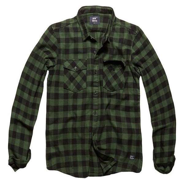 Vintage Industries Harley Shirt Green Check Heren Vintage Industries Harley Shirt Green Check Heren