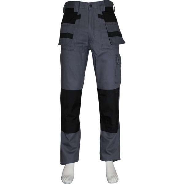 Yoworkwear Werkbroek 100% katoen grijs-zwart maat 51 Yoworkwear Werkbroek 100% katoen grijs-zwart maat 51