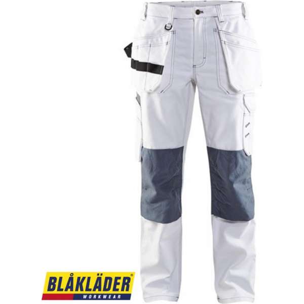 Blåkläder 7131-1210 Dames Schilders Werkbroek Wit/Grijs maat 34 Blåkläder 7131-1210 Dames Schilders Werkbroek Wit/Grijs maat 34