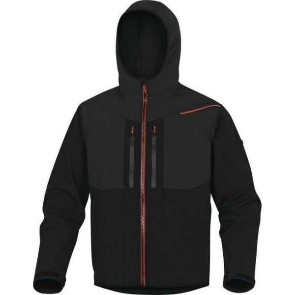 Delta Plus Horten softshell 3 lagen jack - Zwart | Oranje - L Delta Plus Horten softshell 3 lagen jack - Zwart | Oranje - L