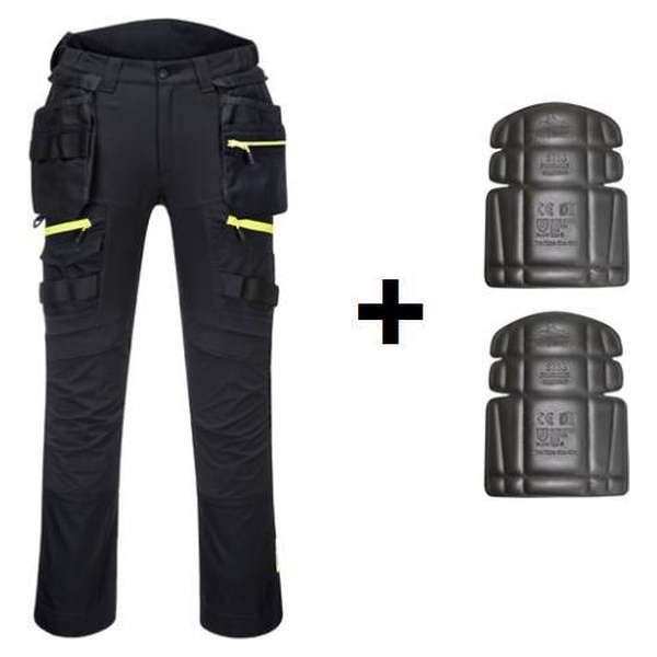 Portwest holster werkbroek DX440 + gratis kniestukken Zwart Maat 40 /XL EU:56 FR:50 Portwest holster werkbroek DX440 + gratis kniestukken Zwart Maat 40 /XL EU:56 FR:50