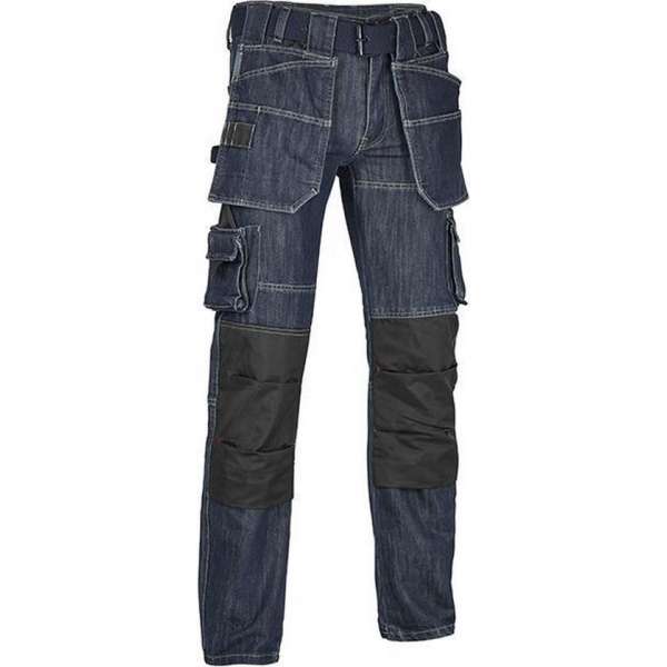 Denim Werkbroek Lengte 34 | met Afneembare Spijkerzakken | 4WORK - Malaga | Zwart/Blauw | Maat 33 Denim Werkbroek Lengte 34 | met Afneembare Spijkerzakken | 4WORK - Malaga | Zwart/Blauw | Maat 33