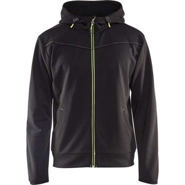 Blåkläder 3363-2526 Hoodie met rits Zwart/Geel maat XXL Blåkläder 3363-2526 Hoodie met rits Zwart/Geel maat XXL