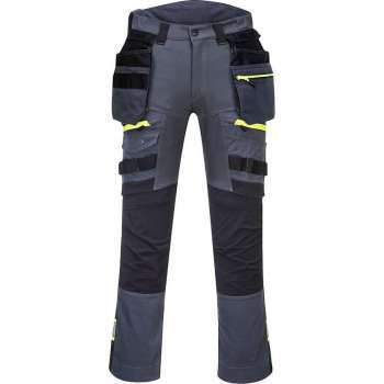 Portwest holster werkbroek DX440 + gratis kniestukken Grijs Maat 34/M EU:50 FR:44