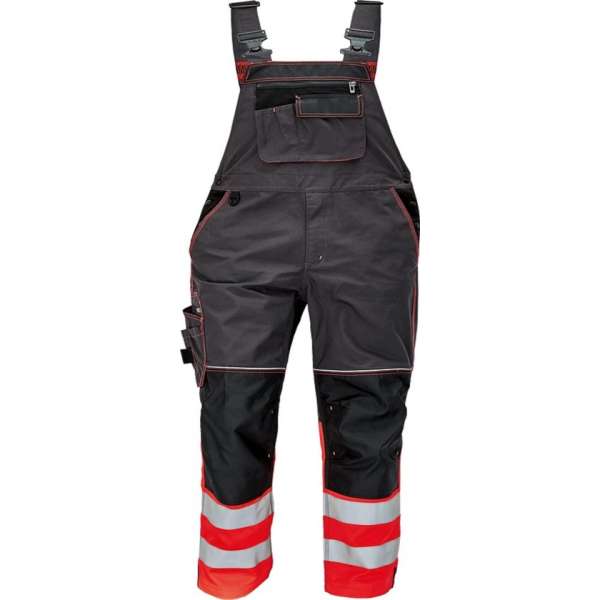 Amerikaanse Breteloverall Signalisatie Knoxfield HV fluor antraciet/rood, maat 54 - EN471 Amerikaanse Breteloverall Signalisatie Knoxfield HV fluor antraciet/rood, maat 54 - EN471