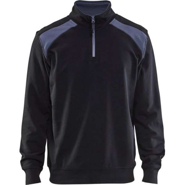 Blåkläder 3353-1158 Sweater halve rits Zwart/Grijs maat L Blåkläder 3353-1158 Sweater halve rits Zwart/Grijs maat L