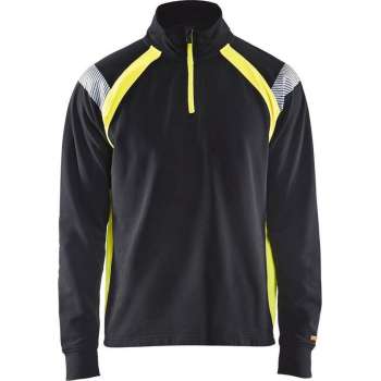 Blaklader Sweatshirt halve rits Visible - Zwart/High Vis Geel - M