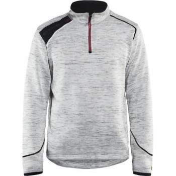 Blåkläder 4943-2117 Gebreid Sweatshirt 1/2 rits Grijs melange/rood maat L