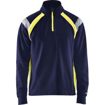 Blaklader Sweatshirt halve rits Visible - Marine/High Vis Geel - S
