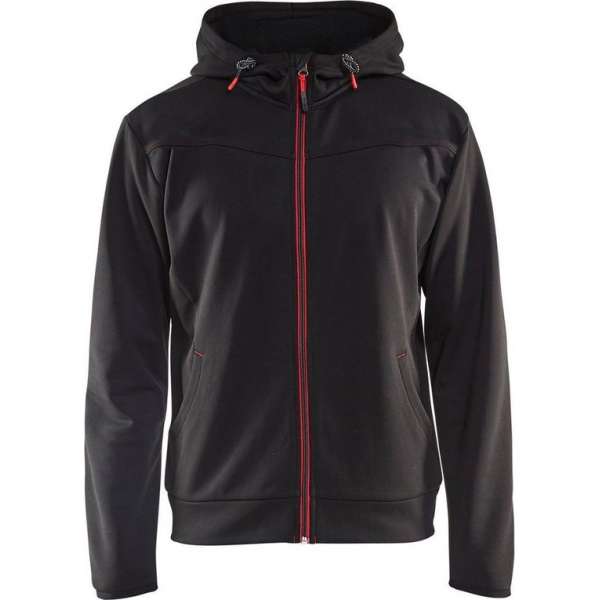 Blåkläder 3363-2526 Hoodie met rits Zwart/Rood maat XXXL Blåkläder 3363-2526 Hoodie met rits Zwart/Rood maat XXXL