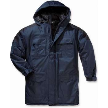 Heren thermoparka jas met capuchon blauw/zwart maat XXXL