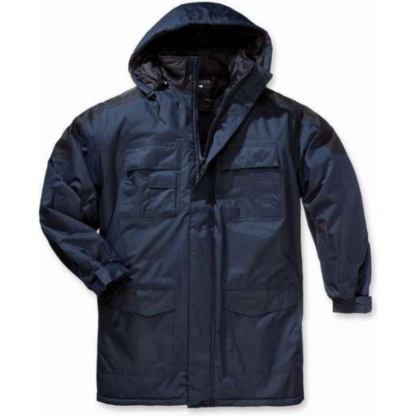 Heren thermoparka jas met capuchon blauw/zwart maat XXXL Heren thermoparka jas met capuchon blauw/zwart maat XXXL
