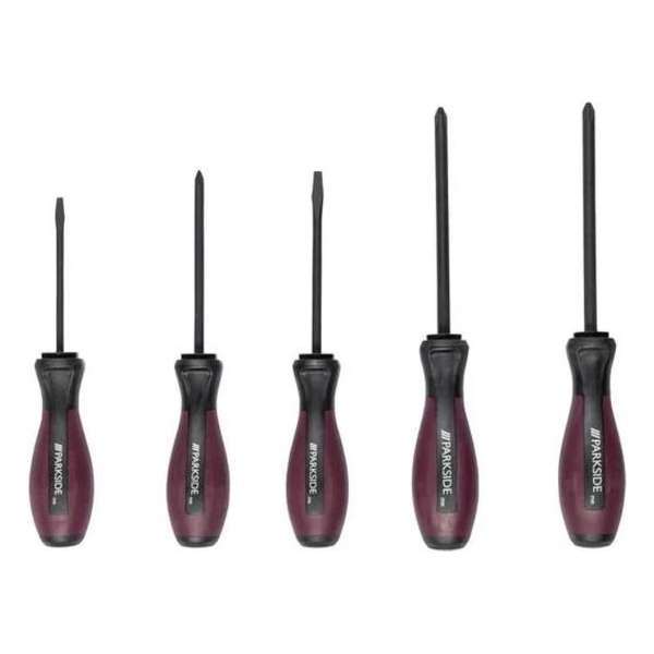 Parkside Schroevendraaier set 5 delig - Magnetische koppen - Chroom - Antislip grepen Parkside Schroevendraaier set 5 delig - Magnetische koppen - Chroom - Antislip grepen