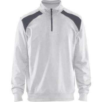 Blåkläder 3353-1158 Sweatshirt Bi-Colour met halve rits Wit/Grijs maat M