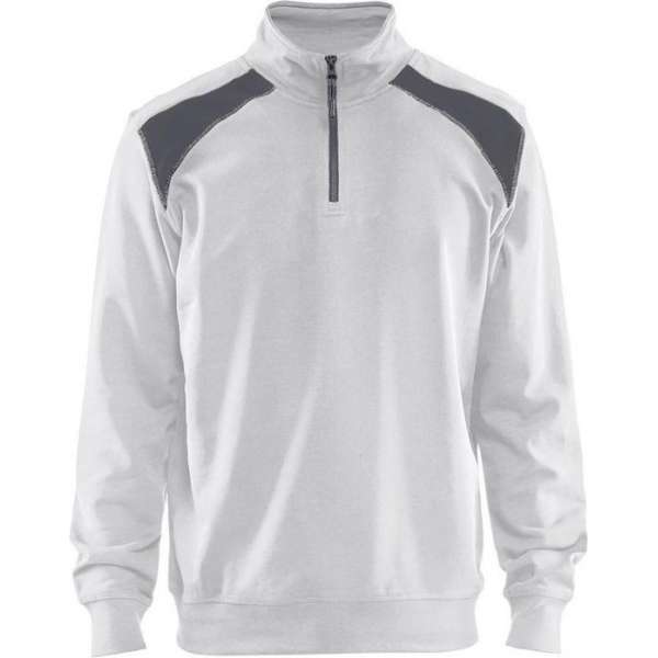 Blåkläder 3353-1158 Sweatshirt Bi-Colour met halve rits Wit/Grijs maat M Blåkläder 3353-1158 Sweatshirt Bi-Colour met halve rits Wit/Grijs maat M