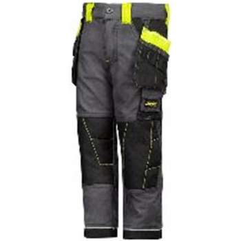 Snickers Junior Holster Pocket werkbroek - 7501-5866 - staalgrijs-geel(fluor) - maat 128
