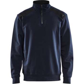 Blåkläder 3353-1158 Sweatshirt Bi-Colour met halve rits Donker marineblauw/Zwart maat L
