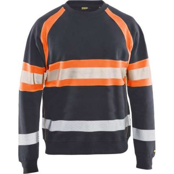 Blaklader Sweater High Vis - Medium Grijs/ High Vis Oranje - XL Blaklader Sweater High Vis - Medium Grijs/ High Vis Oranje - XL
