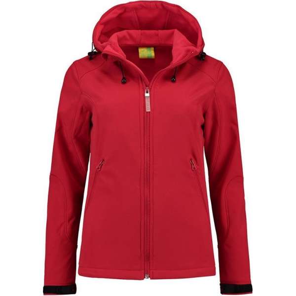 L&S Jas Capuchon Softshell Dames - Vrouwen - Rood - L L&S Jas Capuchon Softshell Dames - Vrouwen - Rood - L