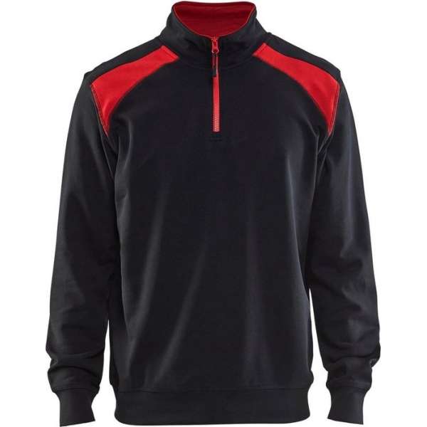Blåkläder 3353-1158 Sweater halve rits Zwart/Rood maat XS