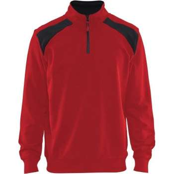 Blåkläder 3353-1158 Sweatshirt Bi-Colour met halve rits Rood/Zwart maat M