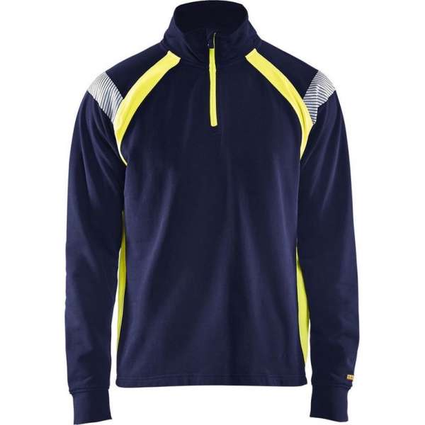 Blaklader Sweatshirt halve rits Visible - Marine/High Vis Geel - XL Blaklader Sweatshirt halve rits Visible - Marine/High Vis Geel - XL
