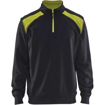 Blåkläder 3353-1158 Sweatshirt Bi-Colour met halve rits Zwart/Geel maat M