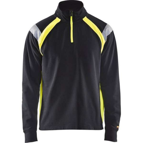 Blaklader Sweatshirt halve rits Visible - Zwart/High Vis Geel - XS Blaklader Sweatshirt halve rits Visible - Zwart/High Vis Geel - XS
