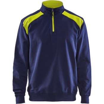 Blåkläder 3353-1158 Sweatshirt Bi-Colour met halve rits Marineblauw/Geel maat M