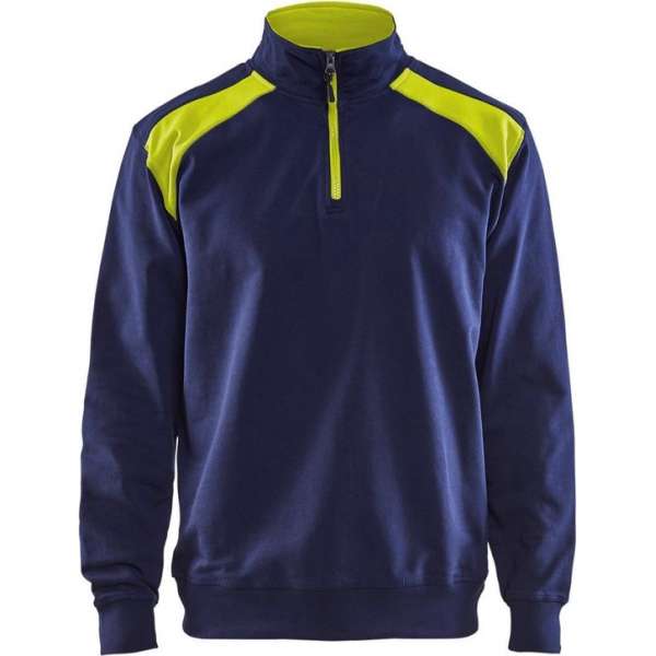 Blåkläder 3353-1158 Sweatshirt Bi-Colour met halve rits Marineblauw/Geel maat M Blåkläder 3353-1158 Sweatshirt Bi-Colour met halve rits Marineblauw/Geel maat M