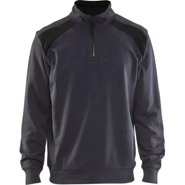 Blåkläder 3353-1158 Sweater halve rits Medium Grijs/Zwart maat XXL Blåkläder 3353-1158 Sweater halve rits Medium Grijs/Zwart maat XXL